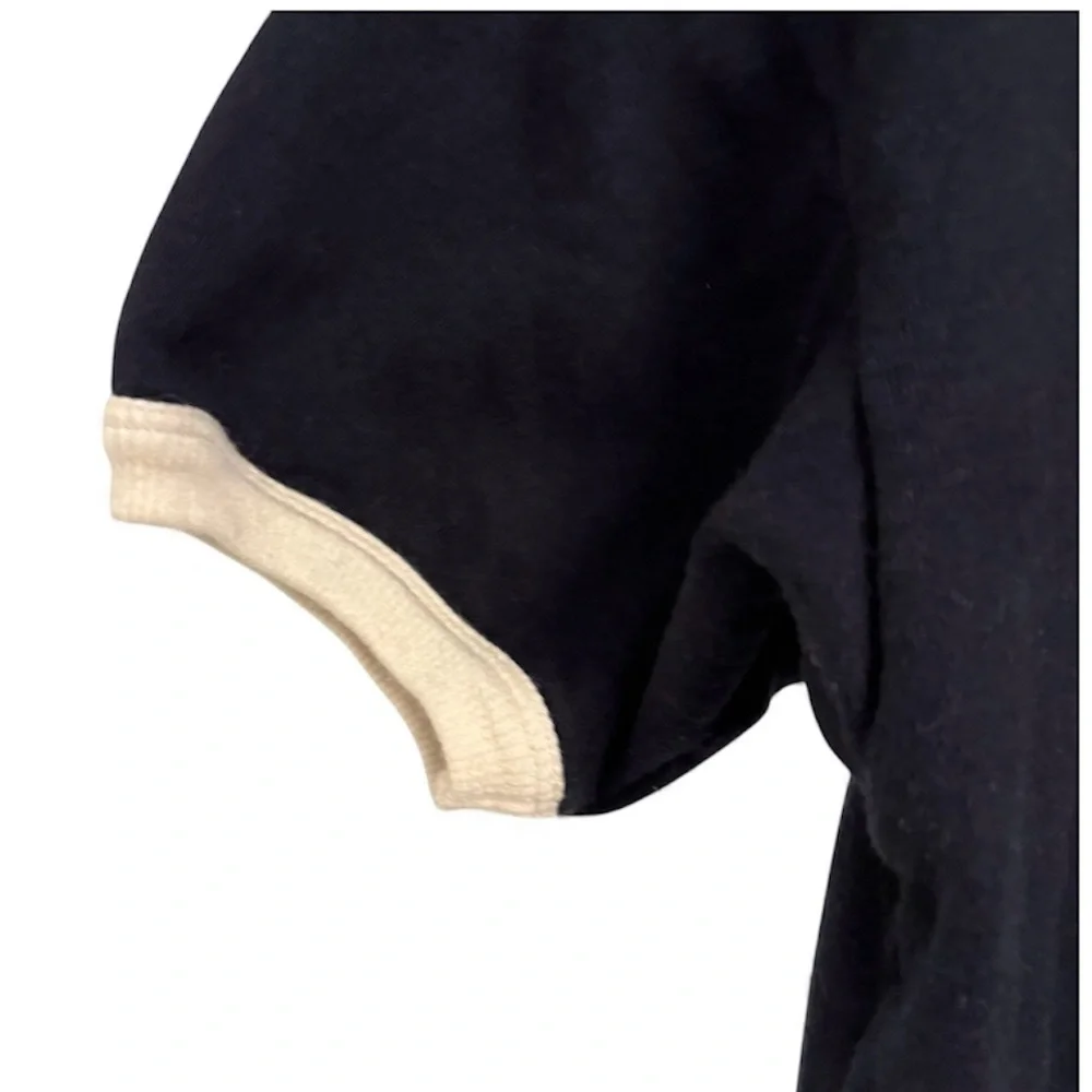 Celine Deep Blue Cotton Cashmere Crewneck Short-Sleeve Shirt "16" Logo - Picture 3 of 7